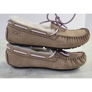 UGG Dakota Women's Suede Shearling Moccasin Slipper Chestnut Indoor Outdoor Sz 6